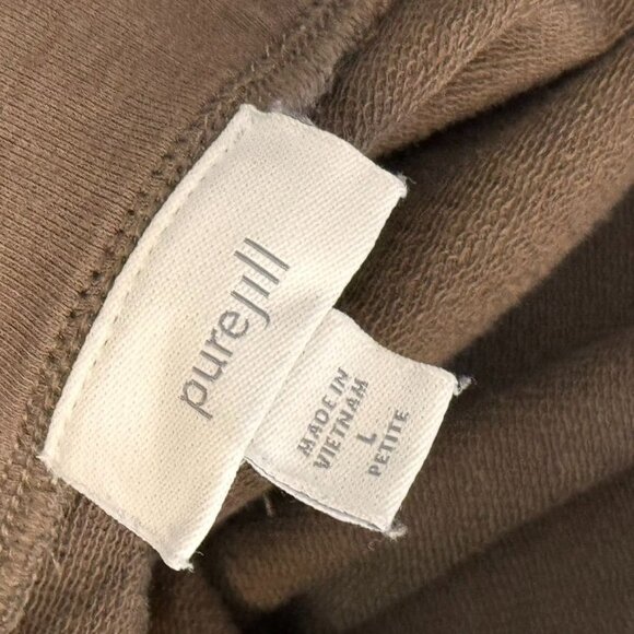 Pure Jill Womens Brown Wide Leg crop Pants size Large Petite knit Cotton pockets - Picture 3 of 10